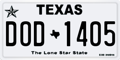 TX license plate DOD1405