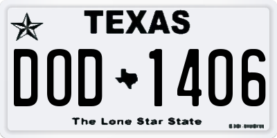 TX license plate DOD1406