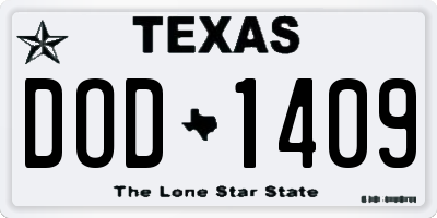 TX license plate DOD1409