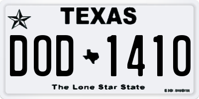 TX license plate DOD1410