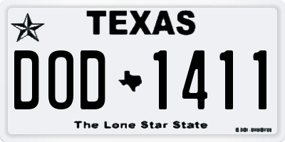 TX license plate DOD1411