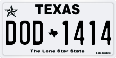 TX license plate DOD1414