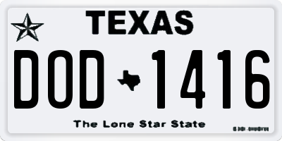 TX license plate DOD1416