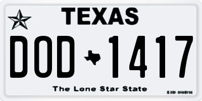 TX license plate DOD1417