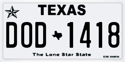 TX license plate DOD1418
