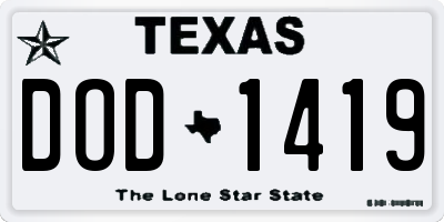TX license plate DOD1419