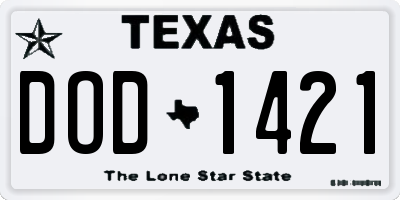 TX license plate DOD1421