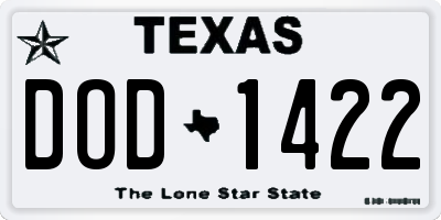 TX license plate DOD1422