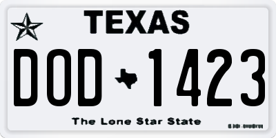 TX license plate DOD1423