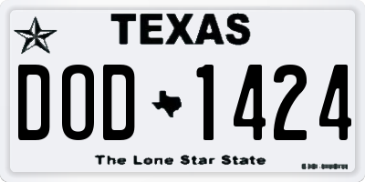 TX license plate DOD1424