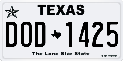 TX license plate DOD1425