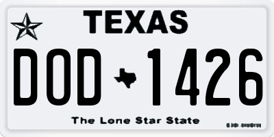 TX license plate DOD1426