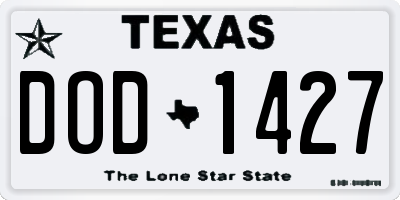 TX license plate DOD1427