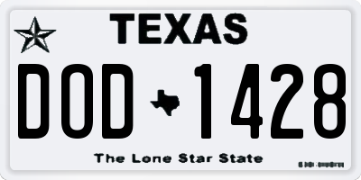 TX license plate DOD1428