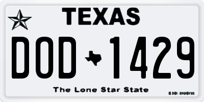TX license plate DOD1429