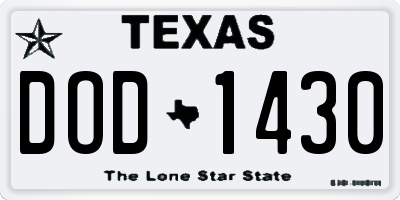 TX license plate DOD1430