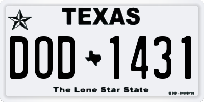 TX license plate DOD1431