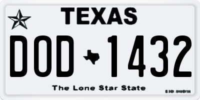 TX license plate DOD1432