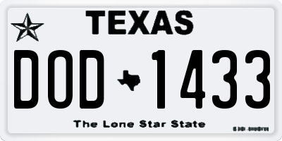 TX license plate DOD1433