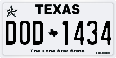 TX license plate DOD1434