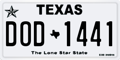 TX license plate DOD1441