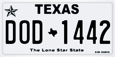 TX license plate DOD1442