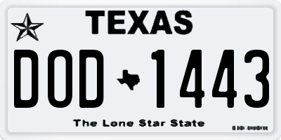 TX license plate DOD1443