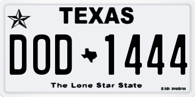 TX license plate DOD1444