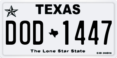 TX license plate DOD1447
