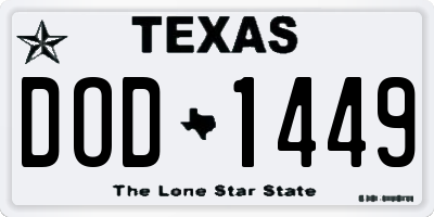 TX license plate DOD1449