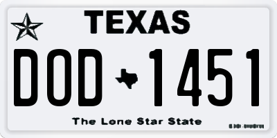 TX license plate DOD1451