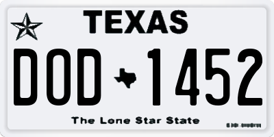 TX license plate DOD1452
