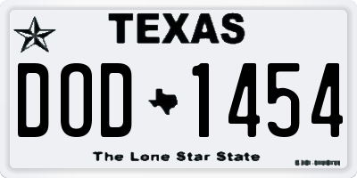 TX license plate DOD1454