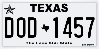 TX license plate DOD1457