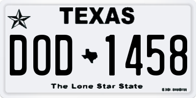 TX license plate DOD1458