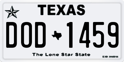 TX license plate DOD1459