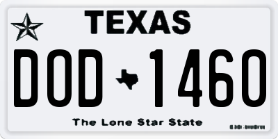 TX license plate DOD1460