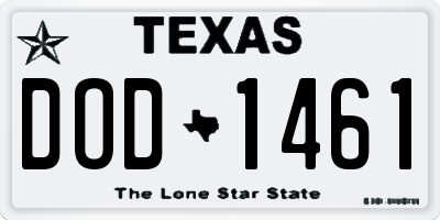 TX license plate DOD1461