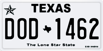 TX license plate DOD1462