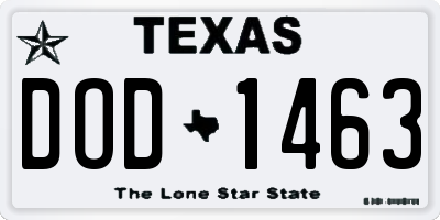 TX license plate DOD1463