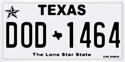 TX license plate DOD1464