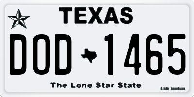 TX license plate DOD1465