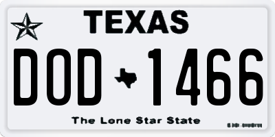 TX license plate DOD1466