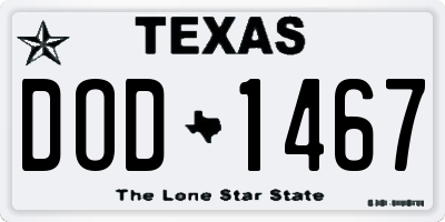 TX license plate DOD1467