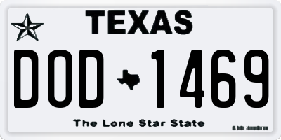 TX license plate DOD1469