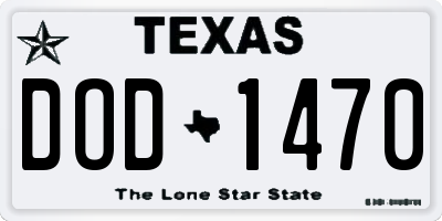 TX license plate DOD1470