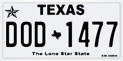 TX license plate DOD1477