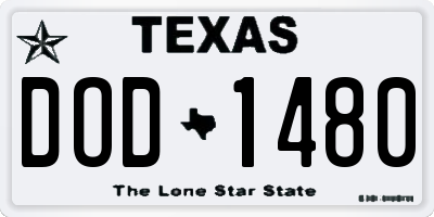 TX license plate DOD1480