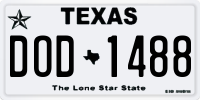 TX license plate DOD1488