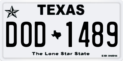 TX license plate DOD1489